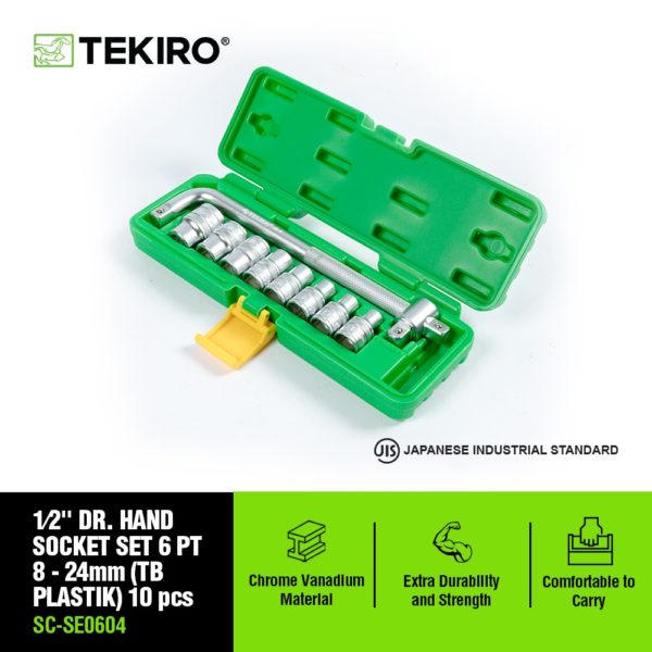 TEKIRO 1/2"Dr. 6Pt Box Socket Set(8 24mm)