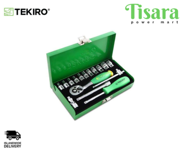 TEKIRO 1/4"Dr. 6Pt Socket Set 17Pcs (4-12mm)