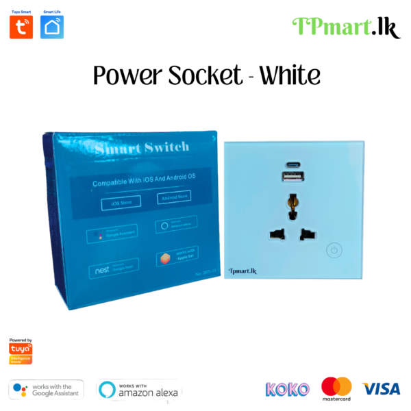 TPMart.lk Smart Touch Wifi Power Socket - White