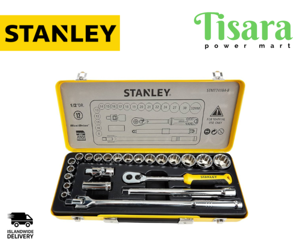 STANLEY Metal Tin 1/2" Socket Set 24pcs