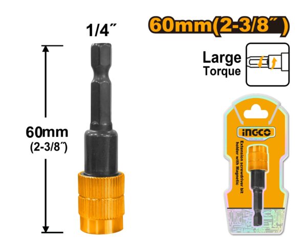 INGCO Screwdriver Bit Holder With Release 60MM(2-3/8")