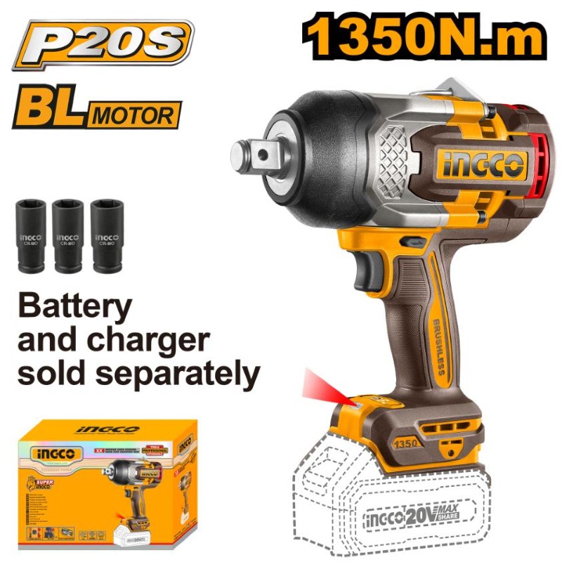 INGCO Cordless Impact Wrench 3/4" 20V INGCO Cordless Impact Wrench 3/4" 20V