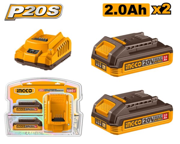 INGCO P20S Lithium-Ion Battery And Charger Kit 20V