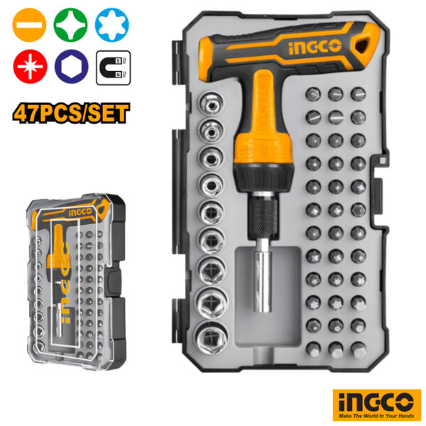 INGCO T-handle Wrench Screwdriver Set 47Pcs