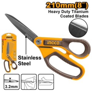 INGCO Rubber Grip long Blade Scissors 210mm