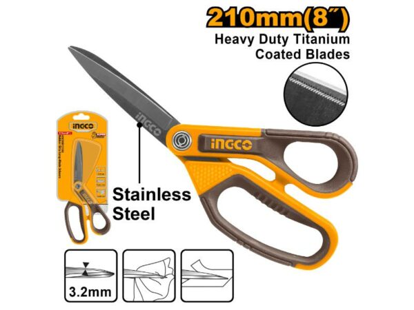 INGCO Rubber Grip long Blade Scissors 210mm