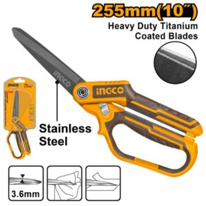 INGCO Rubber Grip Long Blade Heavy Duty Scissors 10"