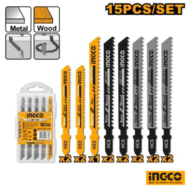INGCO Jig Saw Blade Set 15Pcs