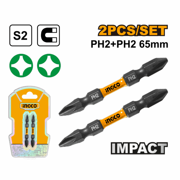 INGCO Impact Screwdriver Bits 2Pcs PH2xPH2x65mm