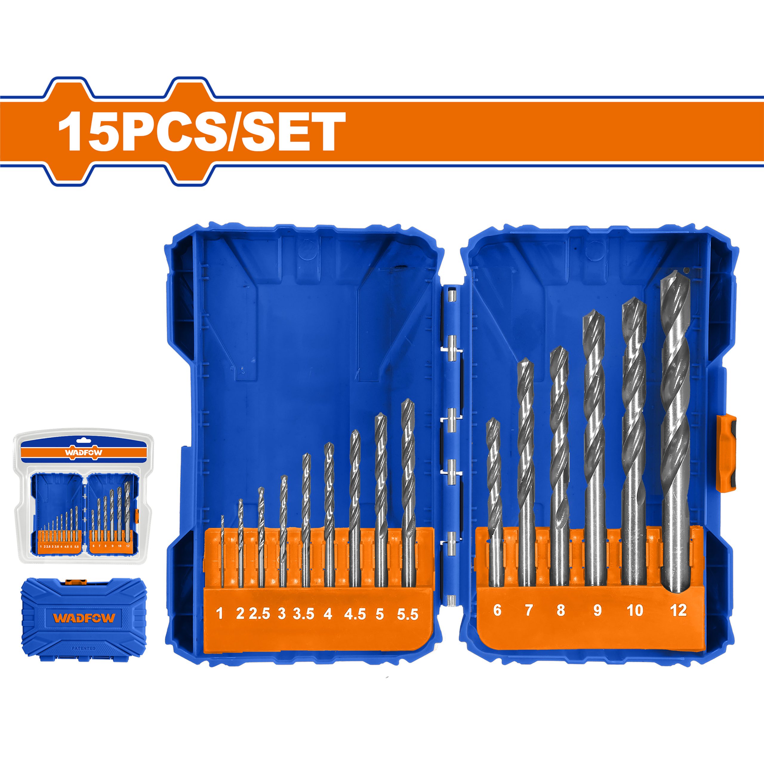 WADFOW HSS Drill Bits Set 15Pcs WADFOW HSS Drill Bits Set 15Pcs