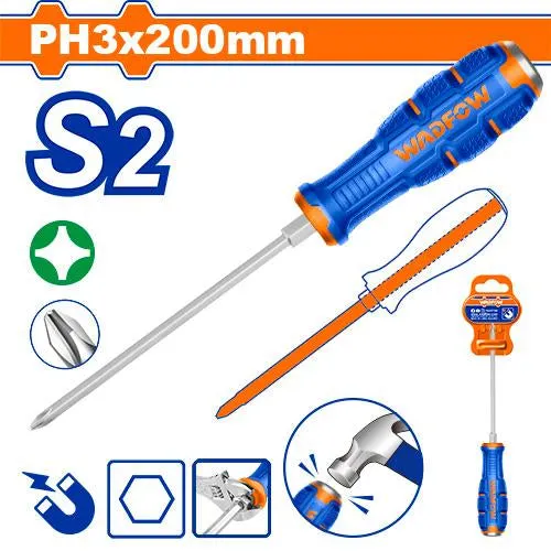 WADFOW Phillips Go-through Screwdriver 8x200MM WADFOW Phillips Go-through Screwdriver 8x200MM