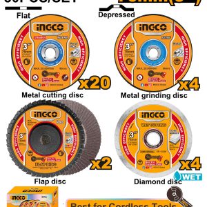 INGCO Cutting And Grinding Disc Set 30pcs 3"