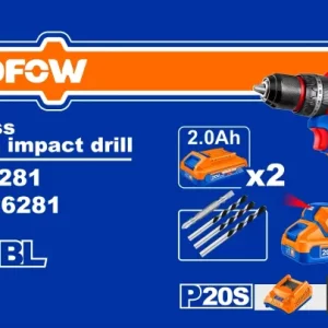 WADFOW Cordless Impact Drill Brushless 20v