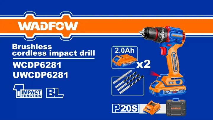 WADFOW Cordless Impact Drill Brushless 20v WADFOW Cordless Impact Drill Brushless 20v