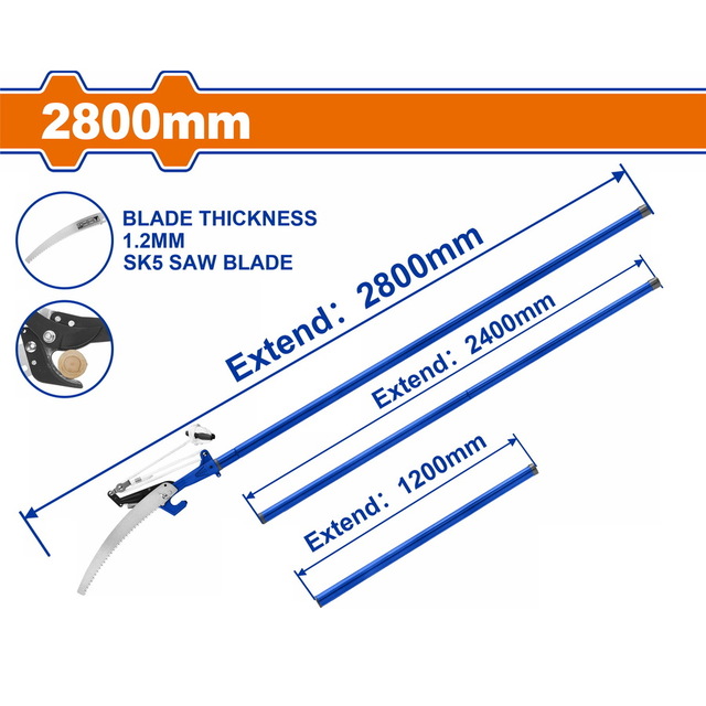 WADFOW Extendable pole saw & pruner 120-280cm / 25mm WADFOW Extendable pole saw & pruner 120-280cm / 25mm