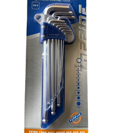 TOPFINE Ball Point Hex Key Wrench Set 9pcs (Ex.Long) TOPFINE Ball Point Hex Key Wrench Set 9pcs (Ex.Long)