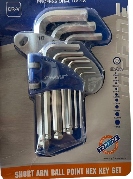 TOPFINE Ball Point Hex Key Wrench Set 9pcs (Short) TOPFINE Ball Point Hex Key Wrench Set 9pcs (Short)
